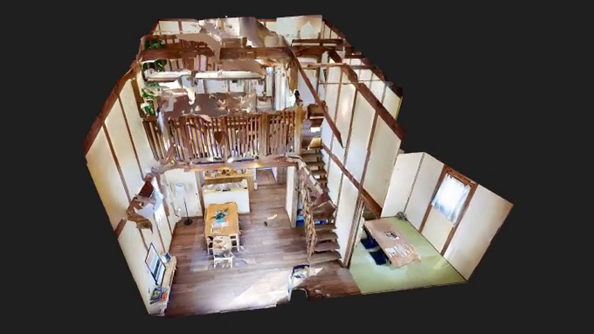 3Dウォークスルーで家全体を見下ろした画面